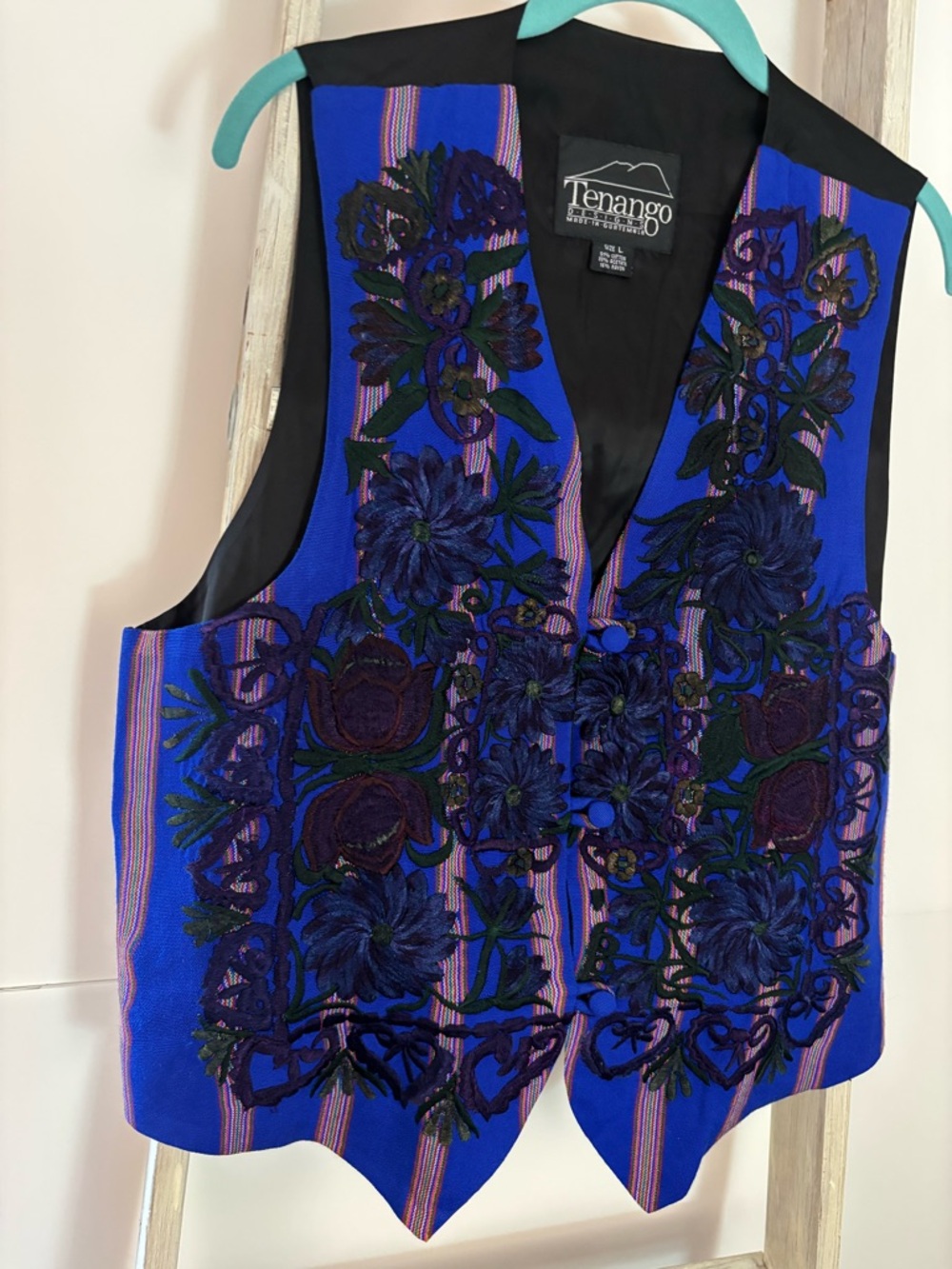 Tenango womens large Hand-Embroidered Vest, global village, Boho Festival, 90’s - Picture 4 of 12